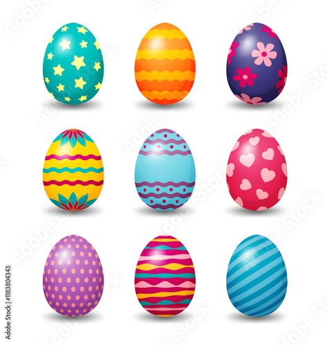 Easter eggs vector illustration set