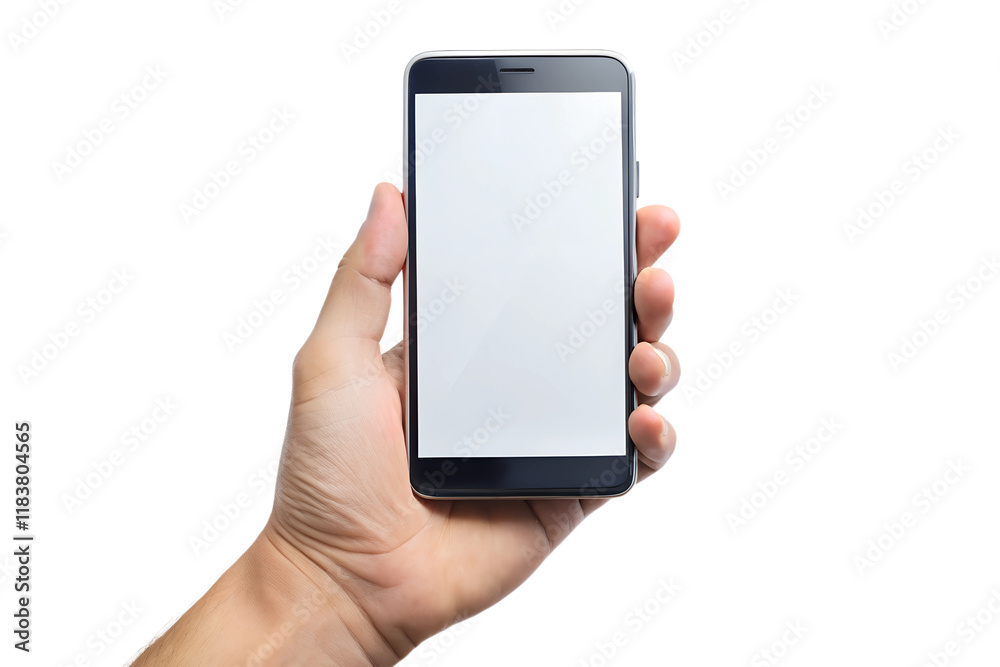 Hand holding smartphone with blank screen for business communication technology Hand holding smartphone with blank screen for business communication technology