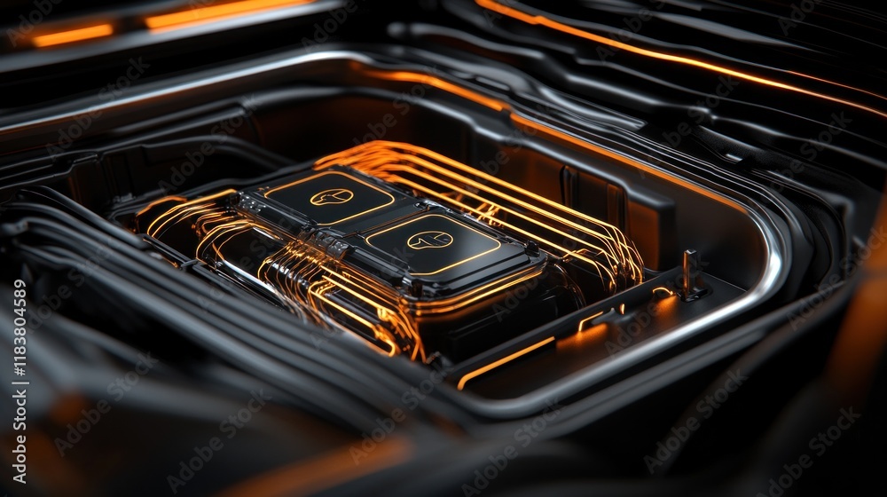 Naklejka premium Futuristic Technology: Glowing Core of Advanced Computer System