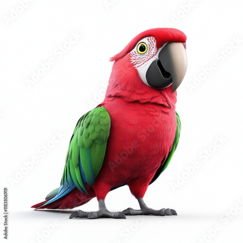 Vibrant Red Macaw: A Stunning Avian Portrait Against a Pure White Background