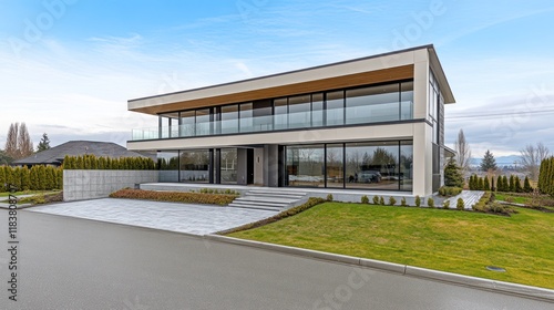 Wallpaper Mural Modern Architectural Masterpiece: Two-Story House with Stunning Glass Facades Torontodigital.ca