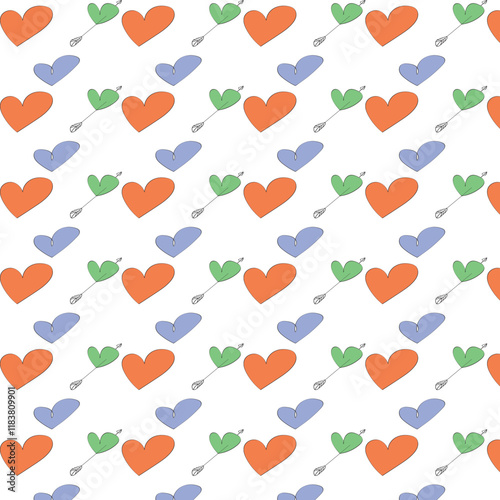 Seamless pattern with colorful hearts