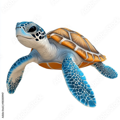 Vibrant Sea Turtle: A 3D Render of Graceful Aquatic Life