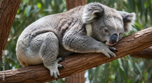 Koala Bear Resting On A Tree Branch