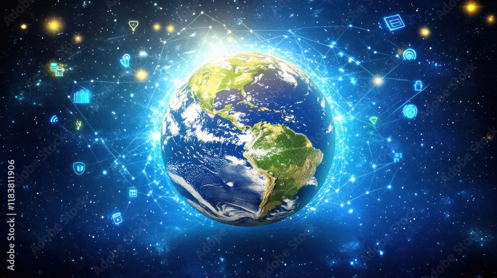 Obraz premium Global Network: Interconnected World of Technology