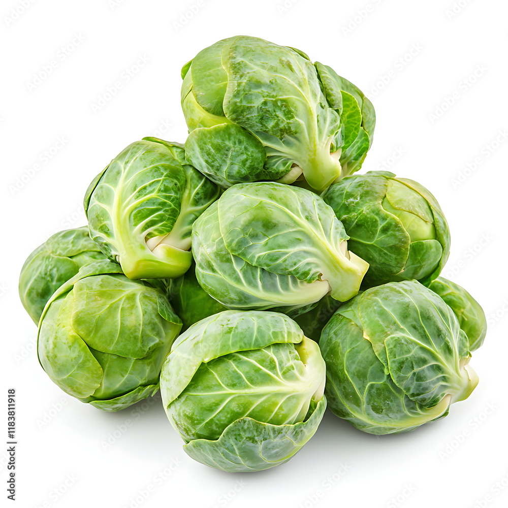 Fototapeta premium Pile of Brussels sprouts isolated on a white background