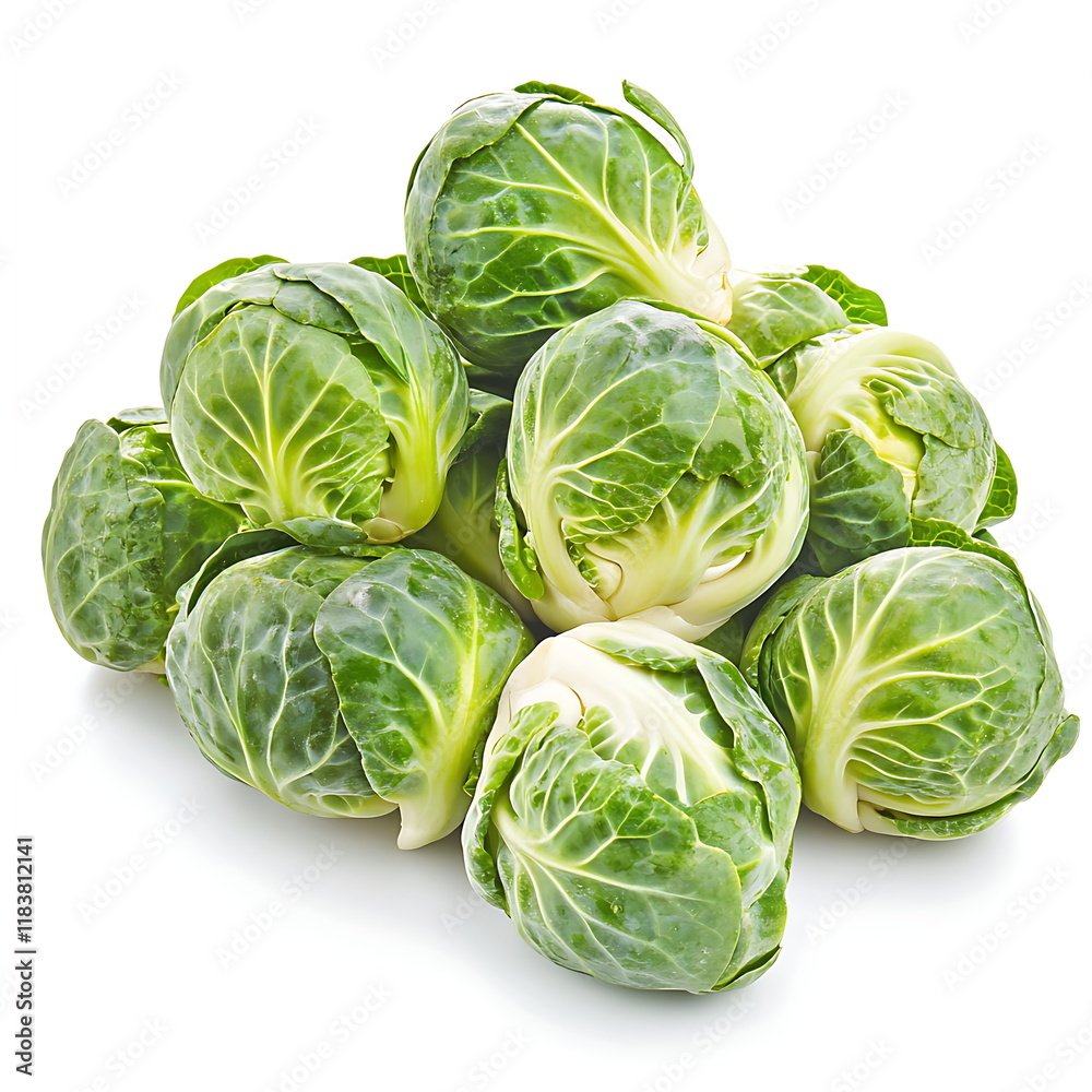 Fototapeta premium Pile of Brussels sprouts isolated on a white background
