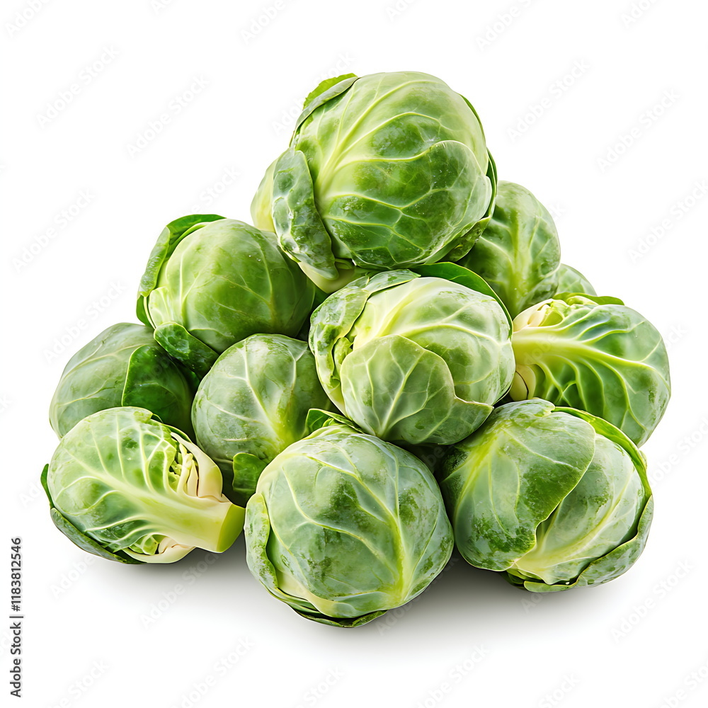 Fototapeta premium Pile of Brussels sprouts isolated on a white background
