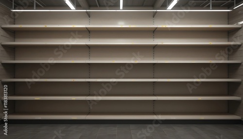 Empty supermarket shelves awaiting restocking