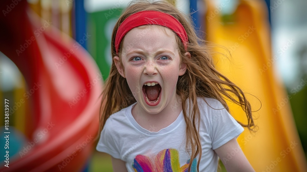 Little Girl Screaming at Playground Little Girl Screaming at Playground
