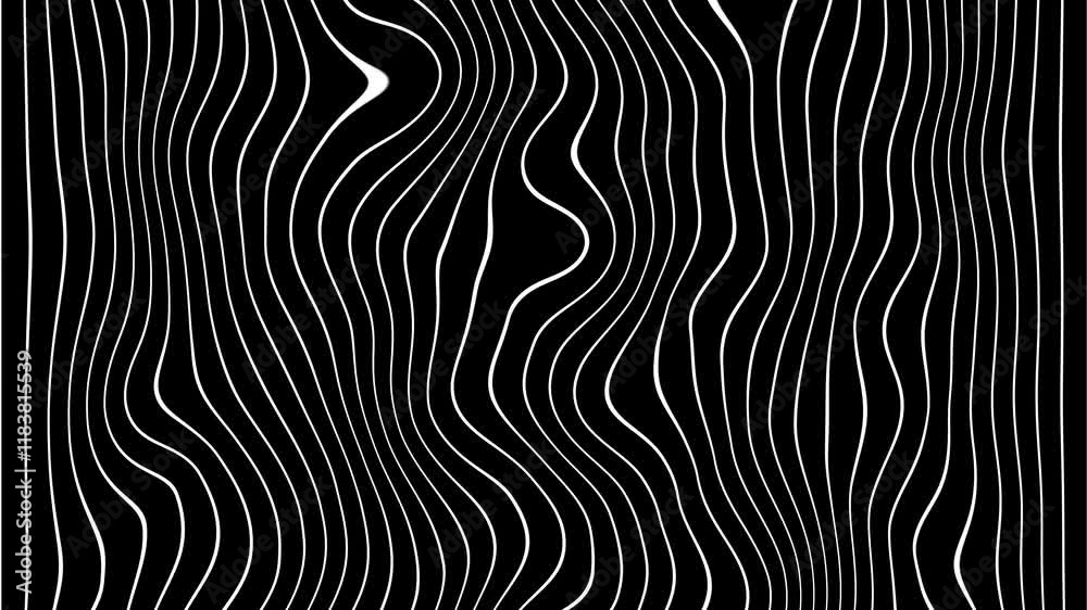 Dynamic and stylish abstract animation featuring flowing white lines against a black background. Black and white lines. Seamless animation of abstract wavy lines