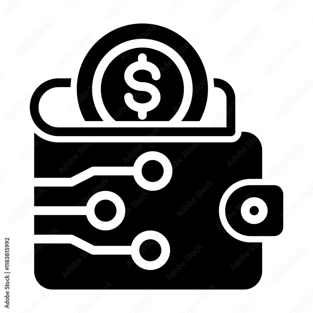 Digital Wallet Glyph Icon Design