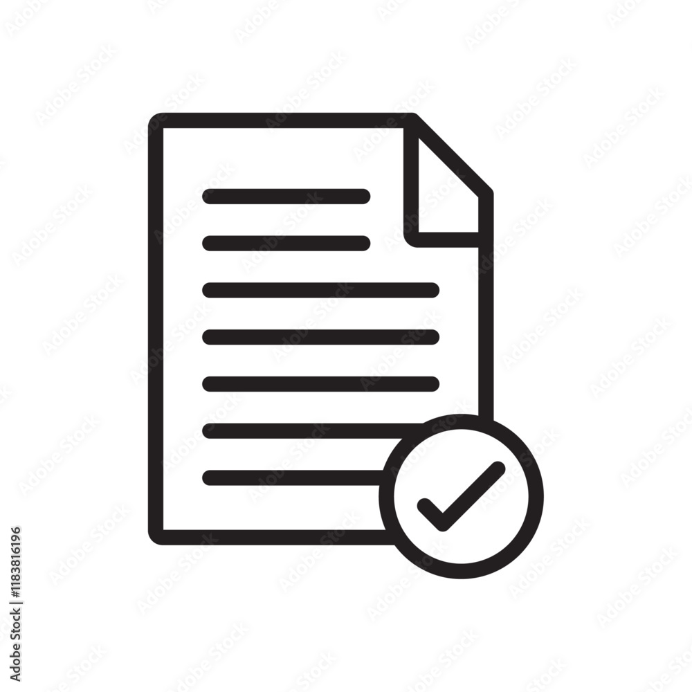 Accept document icon Flat vector set outline Accept document icon Flat vector set outline