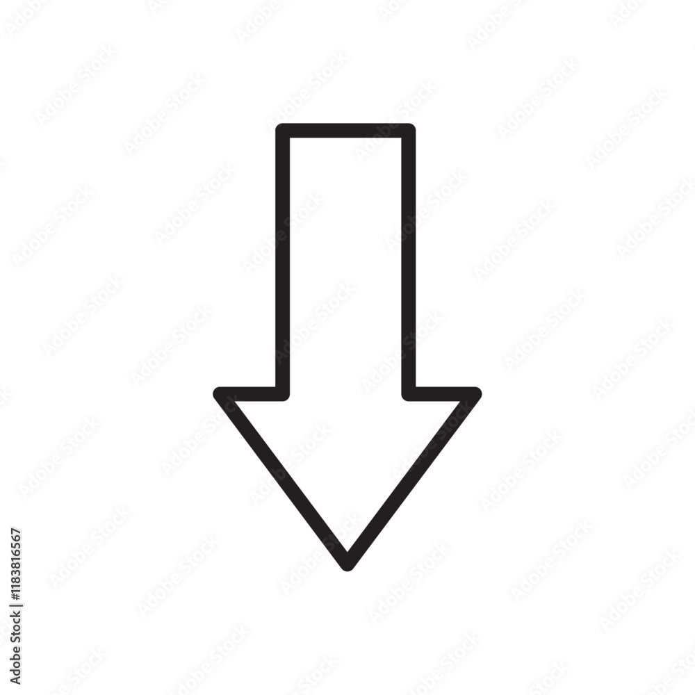 Arrow down icon Flat vector set outline Arrow down icon Flat vector set outline