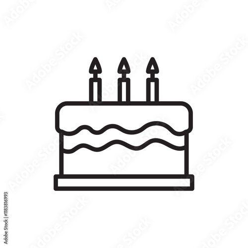 Birthday cake icon Flat vector set outline