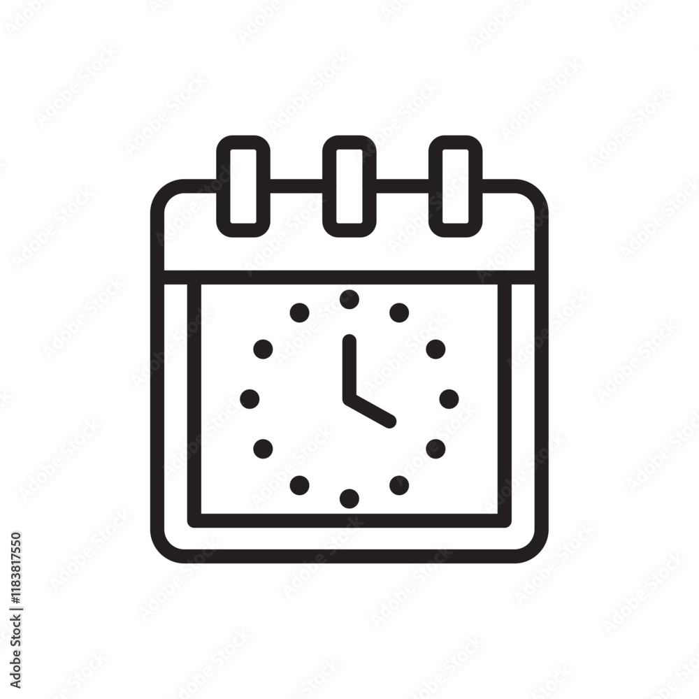 Calendar clock icon Flat vector set outline Calendar clock icon Flat vector set outline