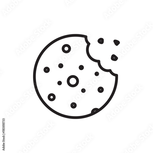 Cookie icon Flat vector set outline