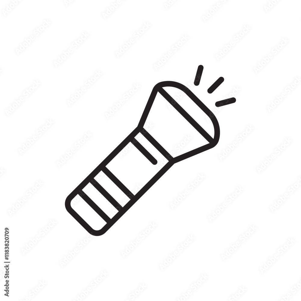 Flashlight icon Flat vector set outline Flashlight icon Flat vector set outline