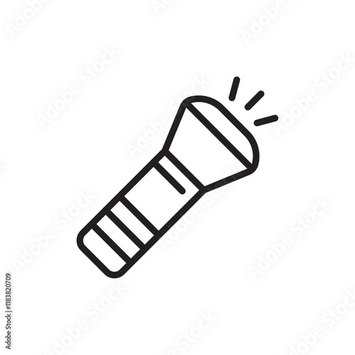 Flashlight icon Flat vector set outline