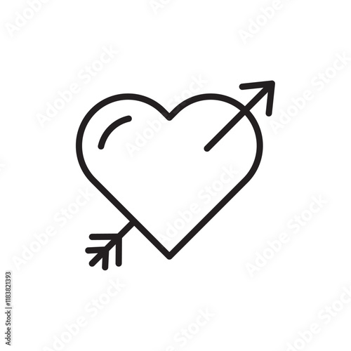 Heart with arrow icon Flat vector set outline