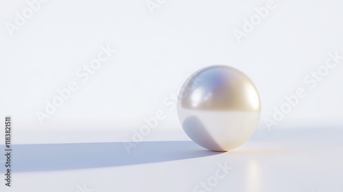 A white ball with a shiny surface is sitting on a white background