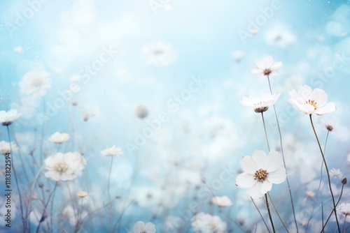 Blue background wallpaper with floral pattern