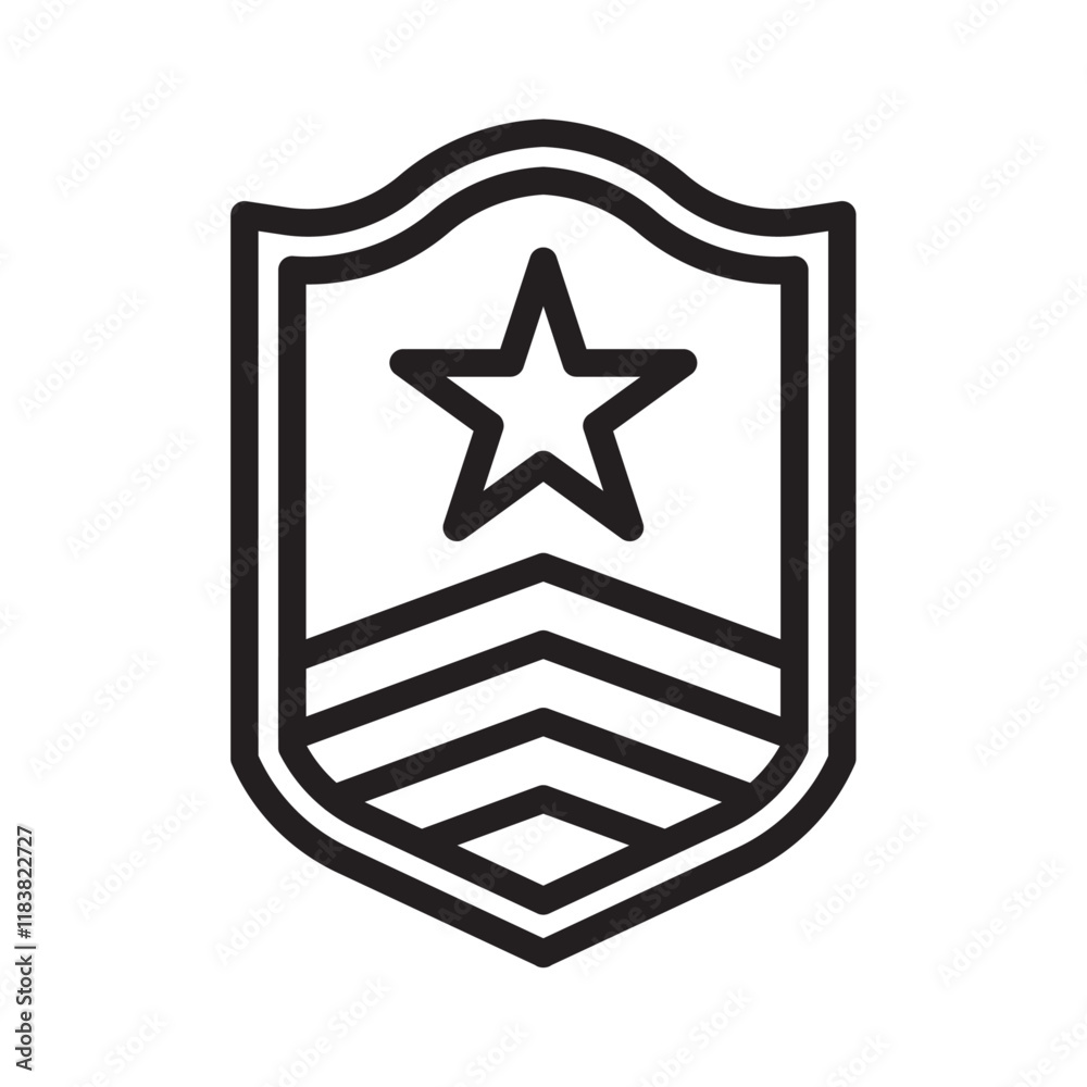 Obraz premium Military rank badge icon Flat vector set outline