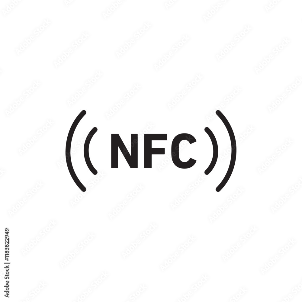 NFC icon Flat vector set outline NFC icon Flat vector set outline