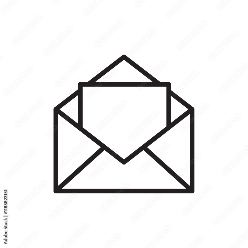 Open envelope icon Flat vector set outline Open envelope icon Flat vector set outline