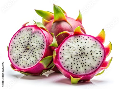 Capture the vibrant beauty of dragon fruit (pitaya, pitahaya, hylocereus undatus) with these stunning images. photo