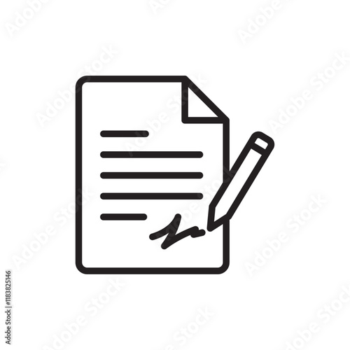 Signed document icon Flat vector set outline