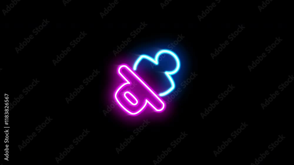 The blinking neon light of a public information icon on a black background. The blinking neon light of a public information icon on a black background.
