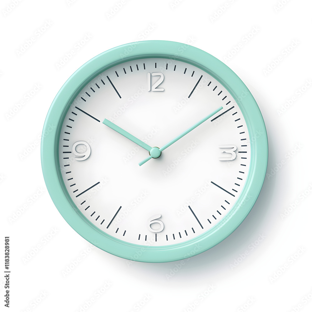 Clock Icon A pastel mint green clock showing 900, representing time management Clock Icon A pastel mint green clock showing 900, representing time management