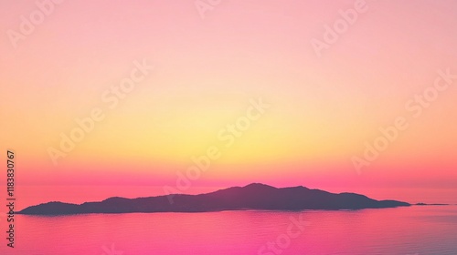 **A picturesque island sunset gradient transitioning from rich coral pink