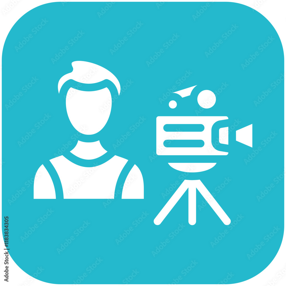 Camera Operator Male vector icon illustration of Filmmaking iconset. Camera Operator Male vector icon illustration of Filmmaking iconset.