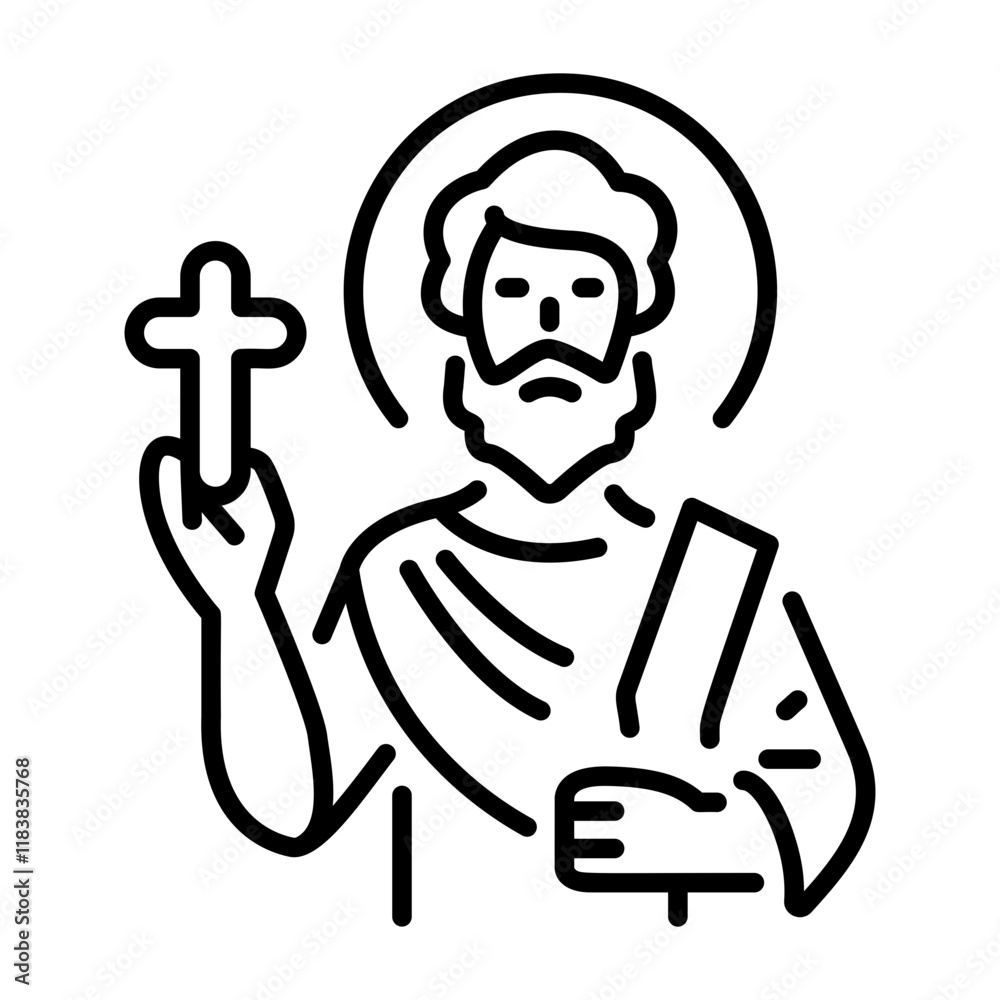 Saint luke icon in linear style Saint luke icon in linear style