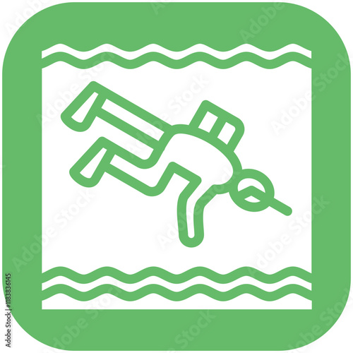 Scuba Diving vector icon illustration of Vacation and Tourism iconset.