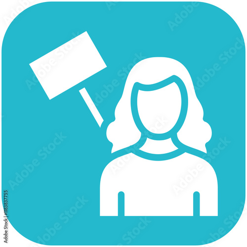 Protester Female vector icon illustration of Protesting and Civil Disobedience iconset.