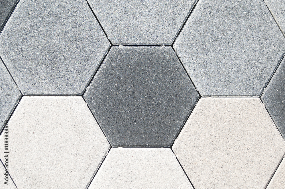 paving stone gray color hexagonal shape close-up top view paving stone gray color hexagonal shape close-up top view