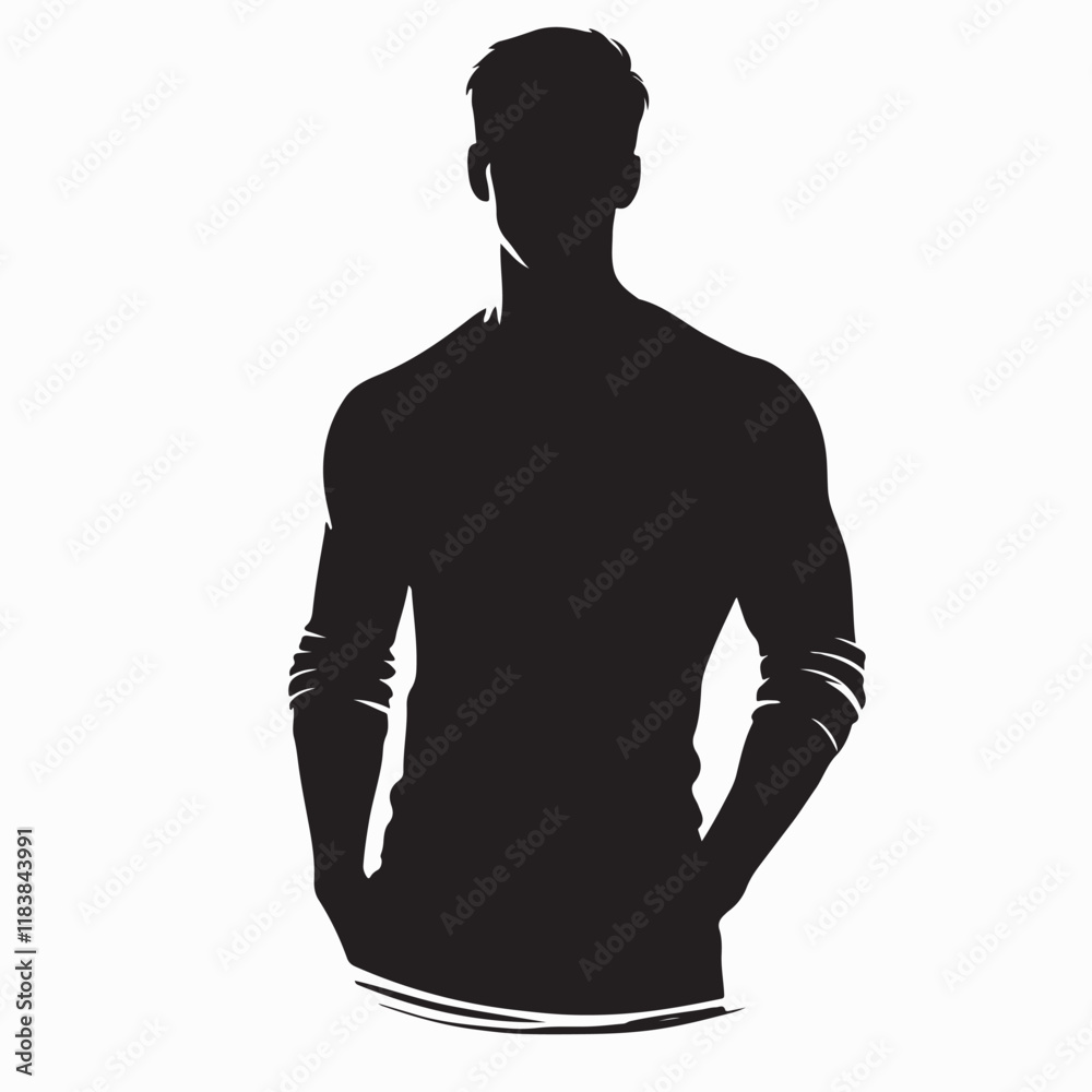 Man forward looking vector silhouette Man forward looking vector silhouette