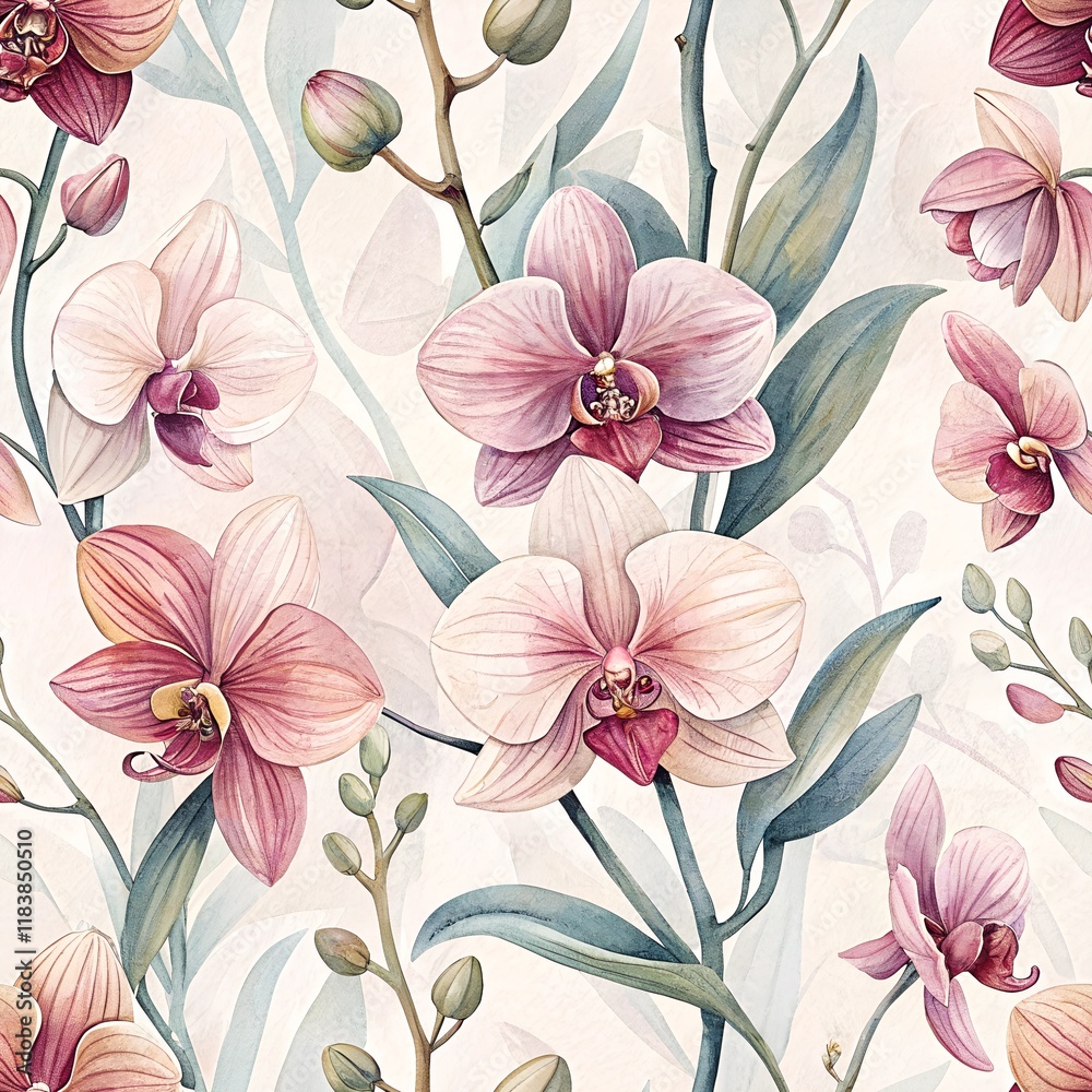 Obraz premium seamless pattern with pink orchid flowers
