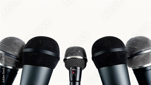 olated conference press microphones aligned various a press news media interview journalism broadcasting room reporting event rock sound racked recording presentation technology microphone presley