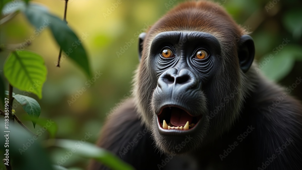 Obraz premium Western Gorilla Portrait Showing Surprised Expression
