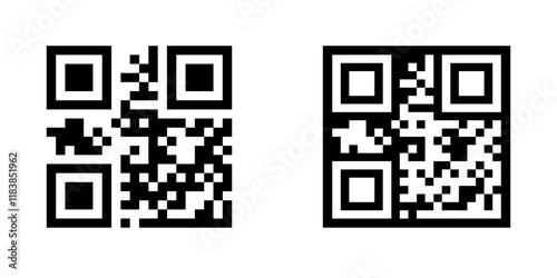 Two black and white qr codes side by side. Vector icons
