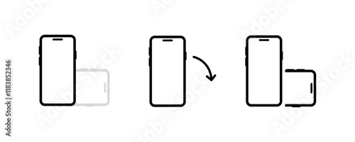 Tilt Phone icons. Linear and silhouette style. Vector icons.