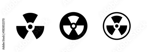 Radioactive sign icons. Linear and silhouette style. Vector icons.