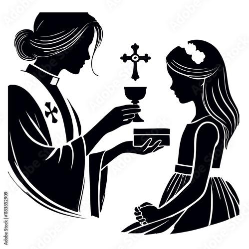 First communion girl silhouette