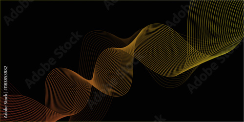 Abstract black background with colorful line. Modern template abstract design flowing particles digital frequency track equalizer. abstract wave line for banner, wallpaper background with wave design