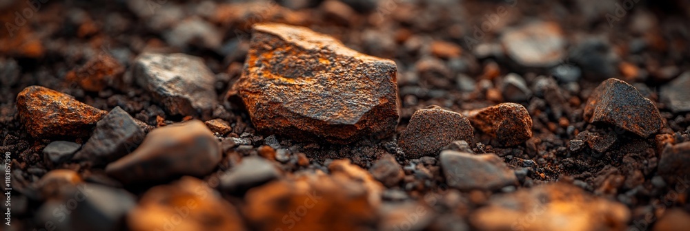 Close-up of rusty rocks and gravel. Close-up of rusty rocks and gravel.