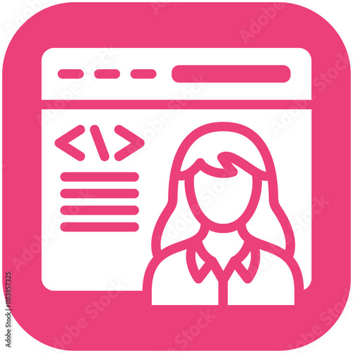 Citizen Developer Female vector icon illustration of No Code iconset.